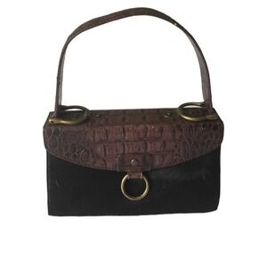 Preston & York Purse Faux Alligator Two-tone Leather and Fur Shoulder Bag